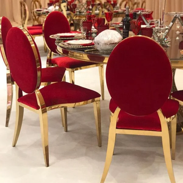 Golden modern leather wedding dining room dinning stainless steel chair louis chair
