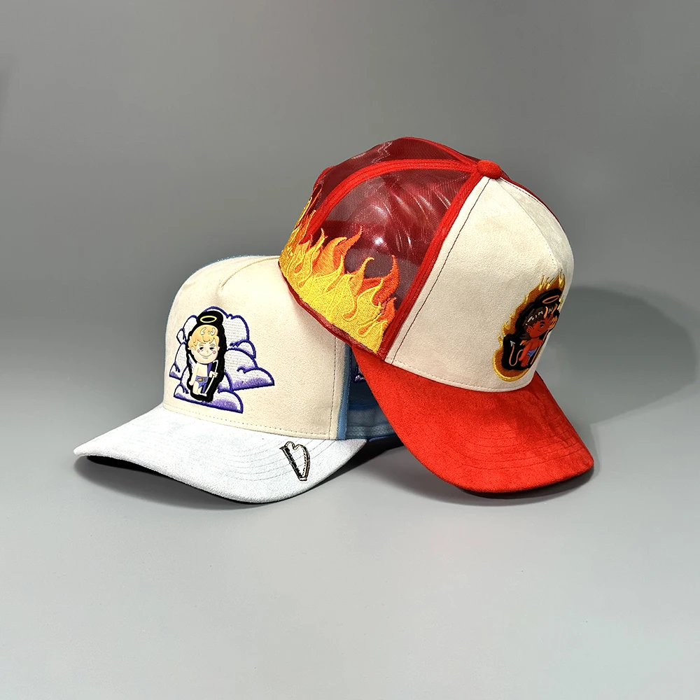 Custom Design vintage 5 panel custom embroidery logo casquette de baseball cap hats wholesale suede trucker hat