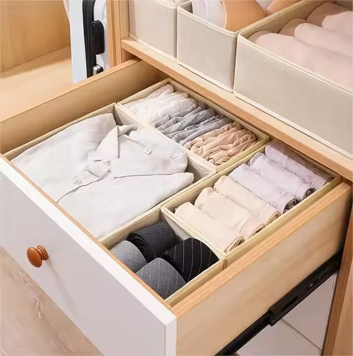 2024 Hot Sale Modern Exquisite Four-Piece Folded Cloth Storage Box Versatile Clothing Solution Bedroom Living Room Dining