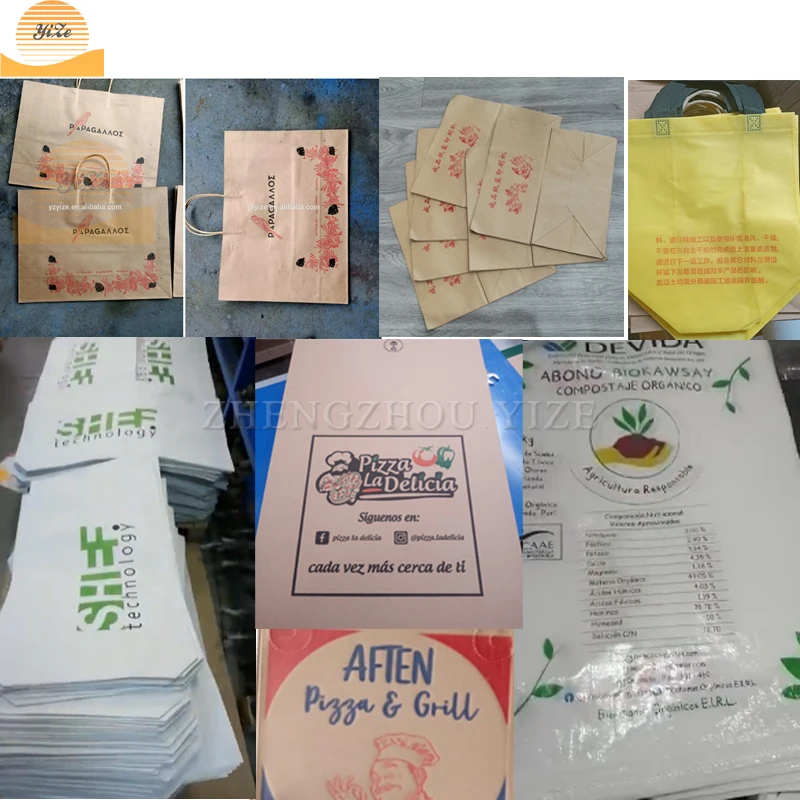 Non woven rice sacks kraft pp plastic paper nylon bag printer offset corrugated carton pizza box flexographic printing machine