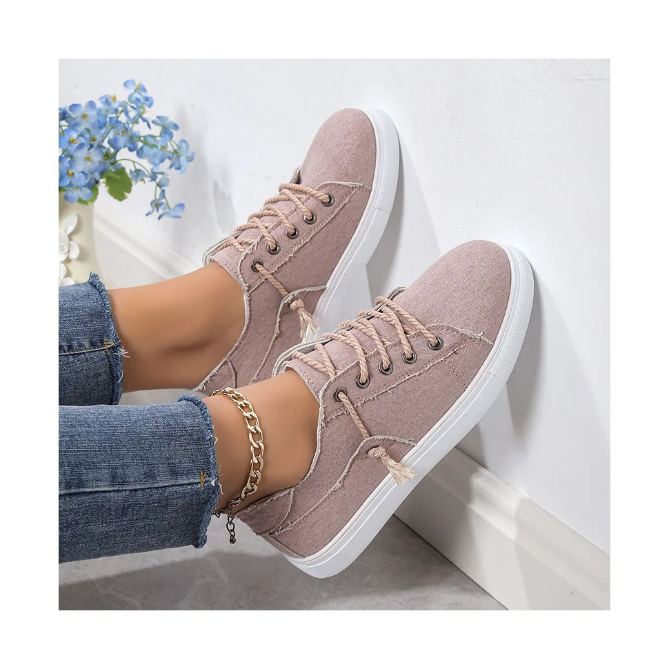 2024 new Solid color women comfortable canvas fashion casual shoes