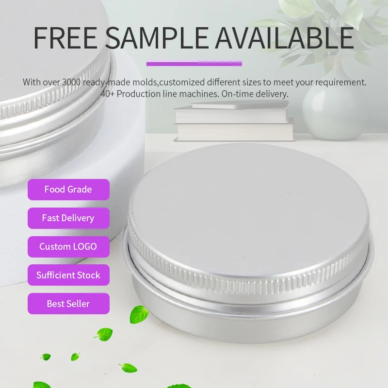 RTS 1oz 30ml Twist Top Cosmetic jar Luxury Round Silver Black Gold Metal Face Eye Cream Lip Balm Aluminum Tin Cans Canister