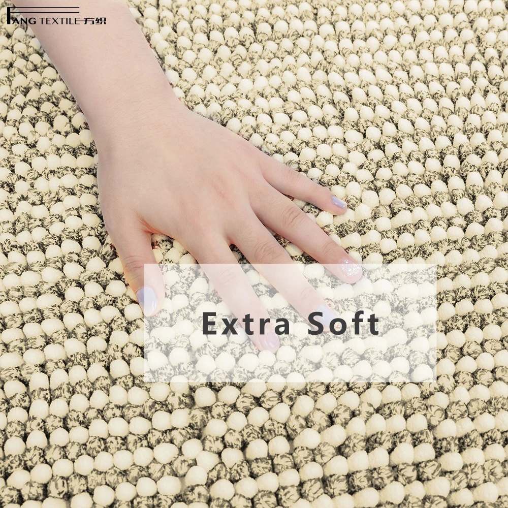 Solid Yellow Chenille Soft Comfortable Carpets Anti Slip Toilet Shower Mats for Bathroom