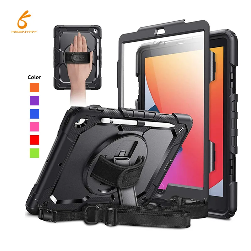 Protective Shockproof Silicone Bumper Pc Rugged Car Holder Kids Tablet Case For Ipad 10.2 Case 8th 9th 2019 2020 Generation Case