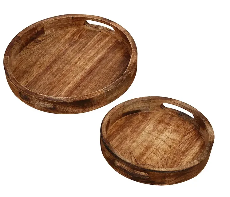 Деревянный Многофункциональный Круглый сервировочный поднос ручной работы на заказ
