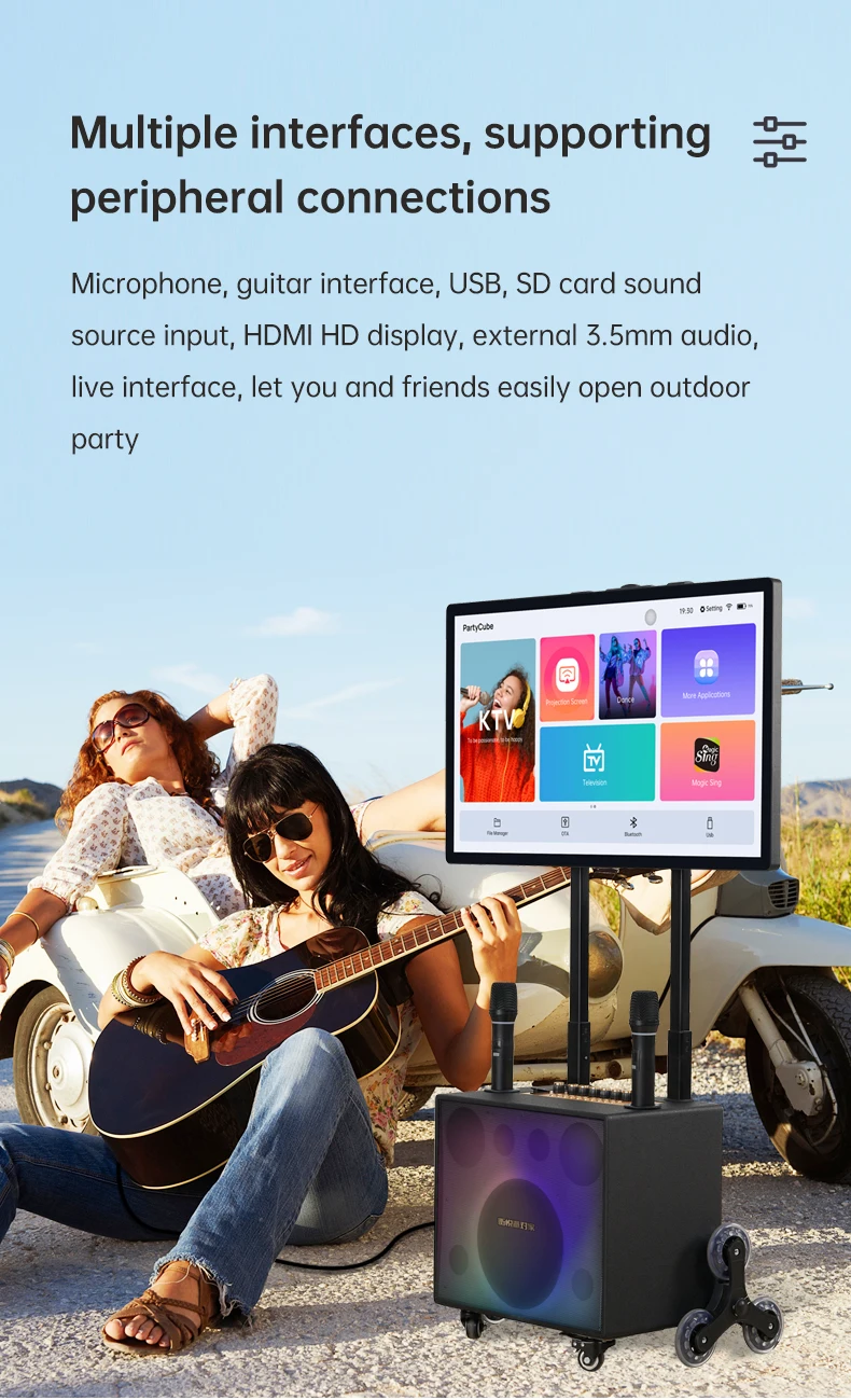 Karaoke Player Machine System in One with 40w Songs Chinese Singing 19 All K Touchscreen KTV Home Bar Android White Power Audio