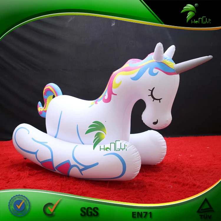 PVC Material Rocking Horse for Fun Custom Inflatable white Horse Ride on Horse