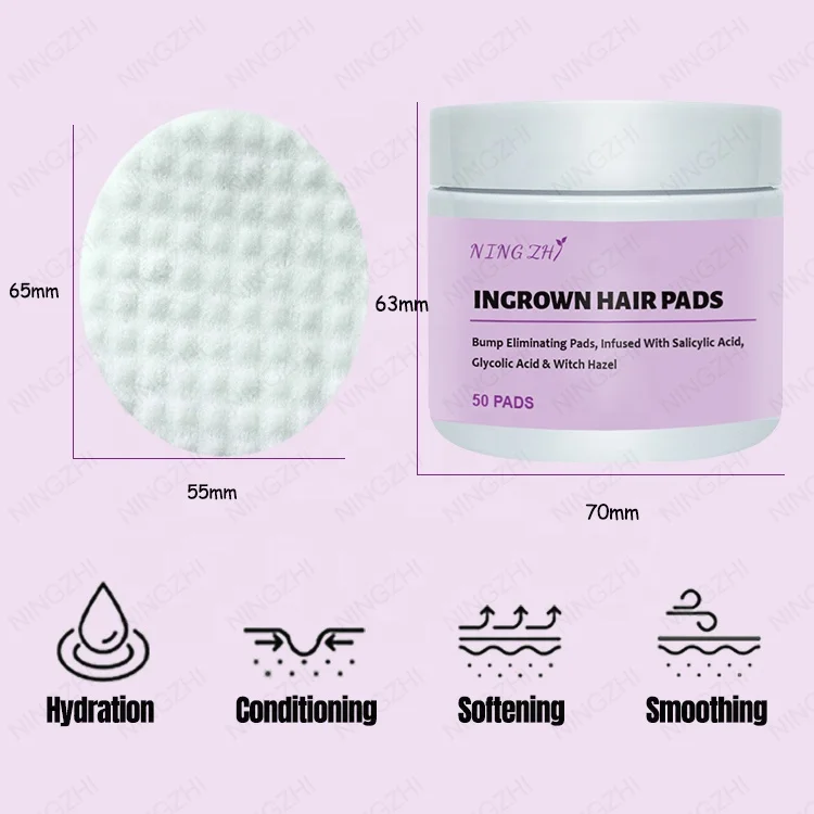 NingZhi Customized logo Glycolic Salicylic Acid Exfoliant Ingrown Hair Peeling Exfoliating Pads