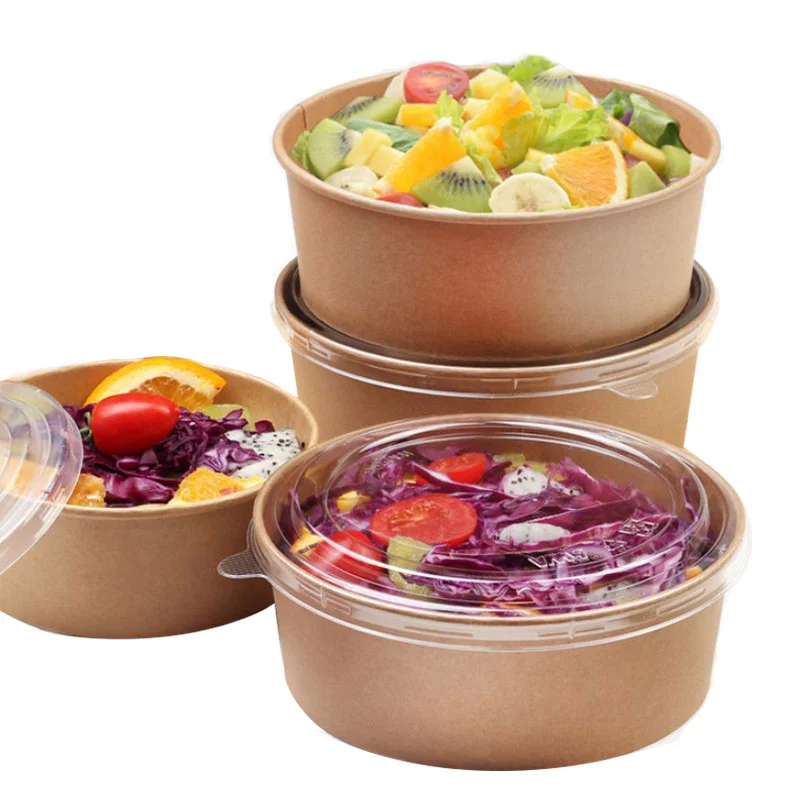 HeePACK Best selling Biodegradable Kraft Paper Cup disposable Paper Tub/Bowl With Paper Lid and plate