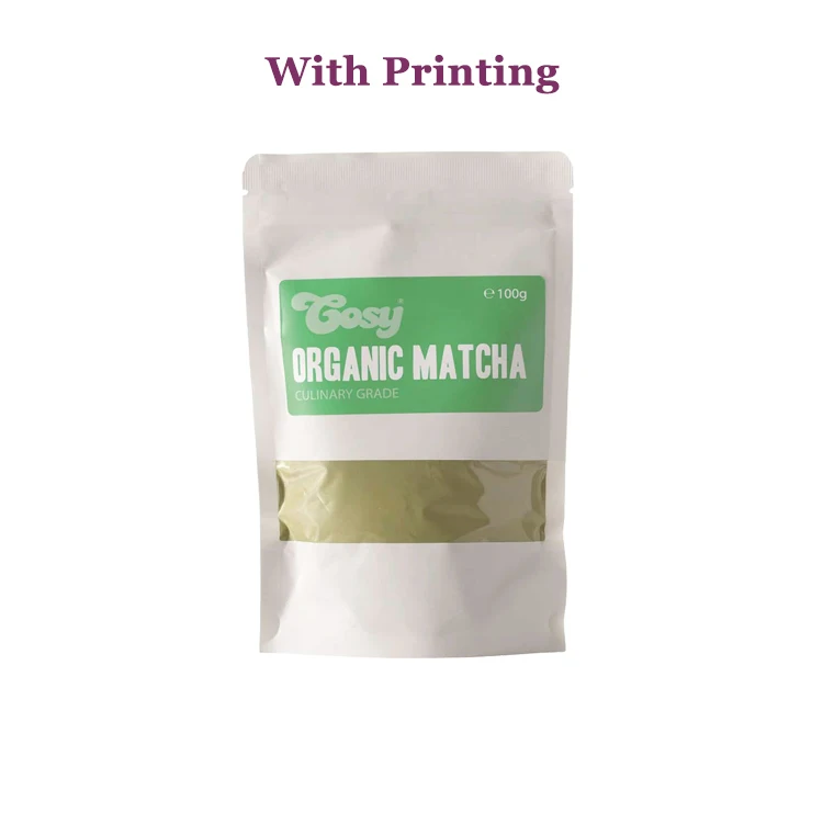 Custom Printed Kraft Paper Stand Up Bag Pouch With Window Oatmeal Cereal Packaging Custom Printed Food Grade Bag