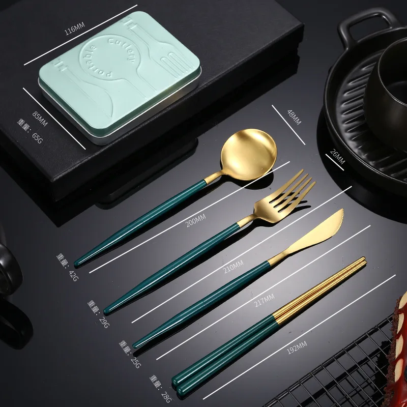 Съемный набор посуды роскошные золотые столовые приборы столовая посуда из нержавеющей стали Западная кухонные вилки ложки ножей