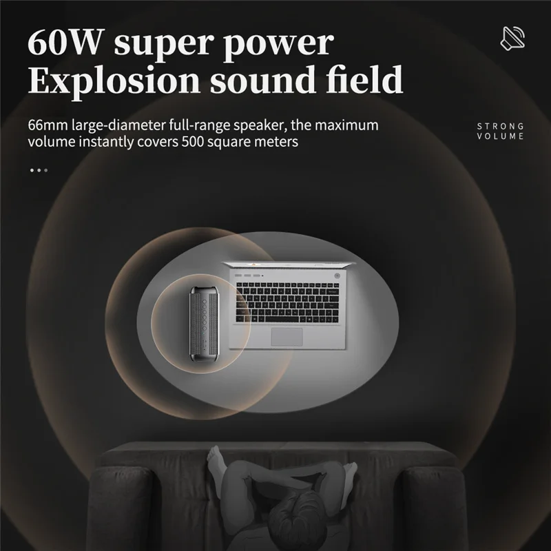 IPX7 Waterproof Wireless Speaker Spikar Subwoofers High Level Power Speaker & Horn 60W Sound Equipment Amplifiers