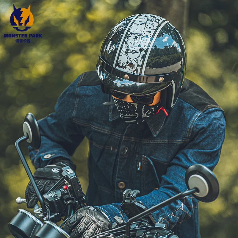 MONSTER PARK preferential price wholesale vintage motorcycle helmet scooter half helmet ski helmet