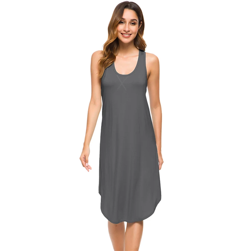 Eco Friendly Sleeveless Racerback Night Shirt Chemise Night Dresses for Woman Breathable Viscose from Bamboo Nightgown