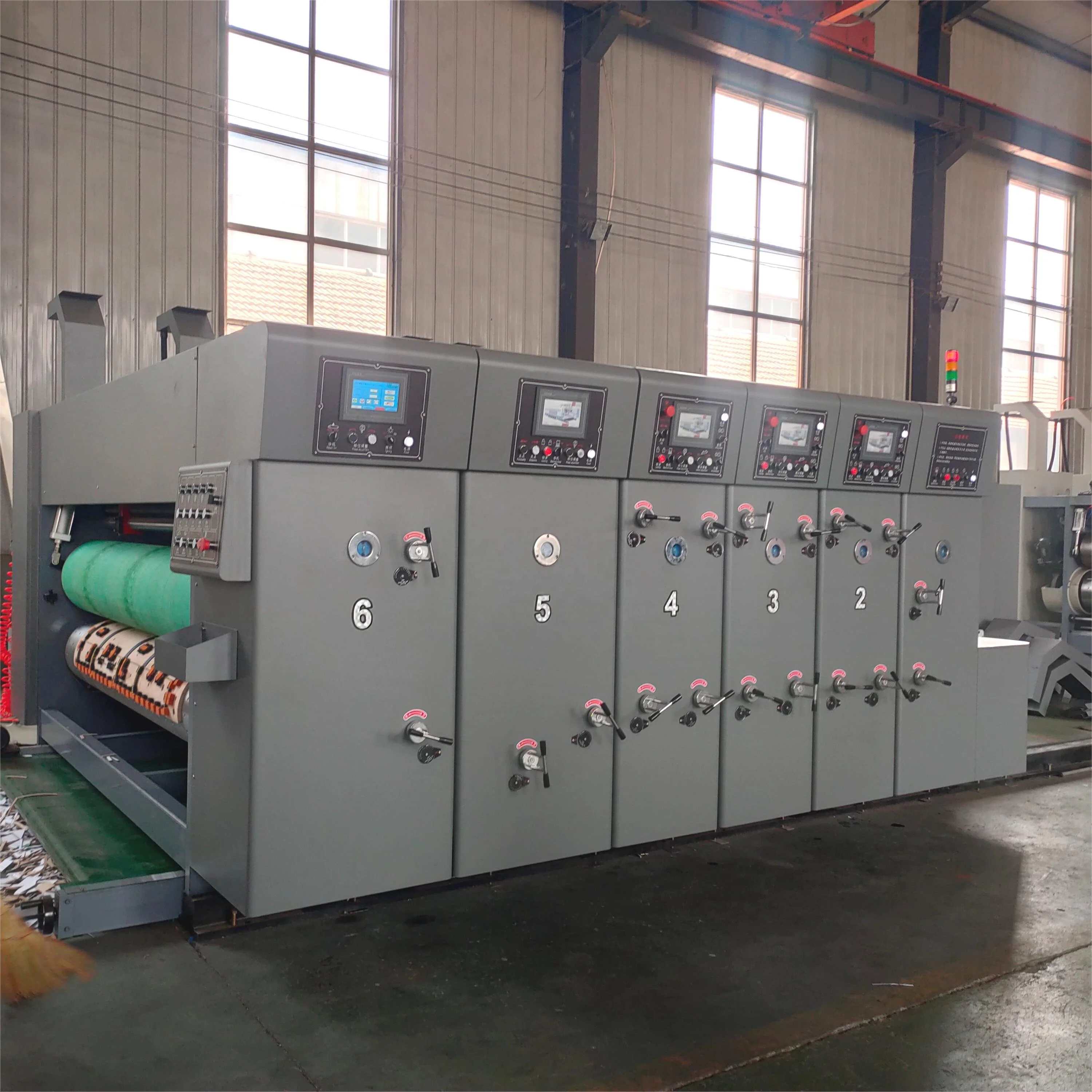 Automatic printer coated dryer slotter 2 color flexo high definition printing machine with vibration stacker for carton