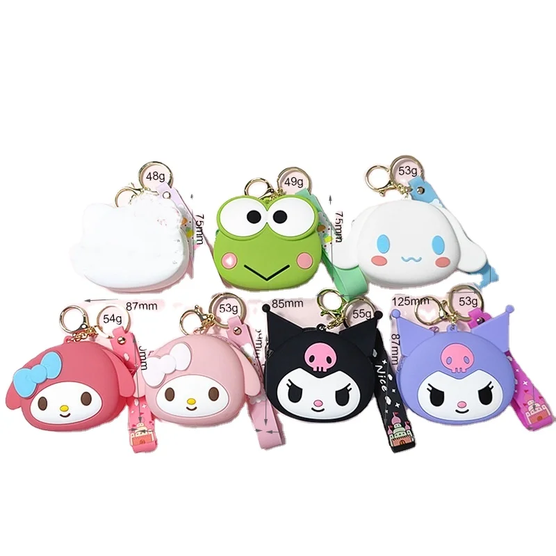 DHF Anime Silicone Bag Kawaii Anime Kuromi Melody Cinnamoroll Keychain Earphone Coin Purse Bag Pendant Storage Wallet Bag