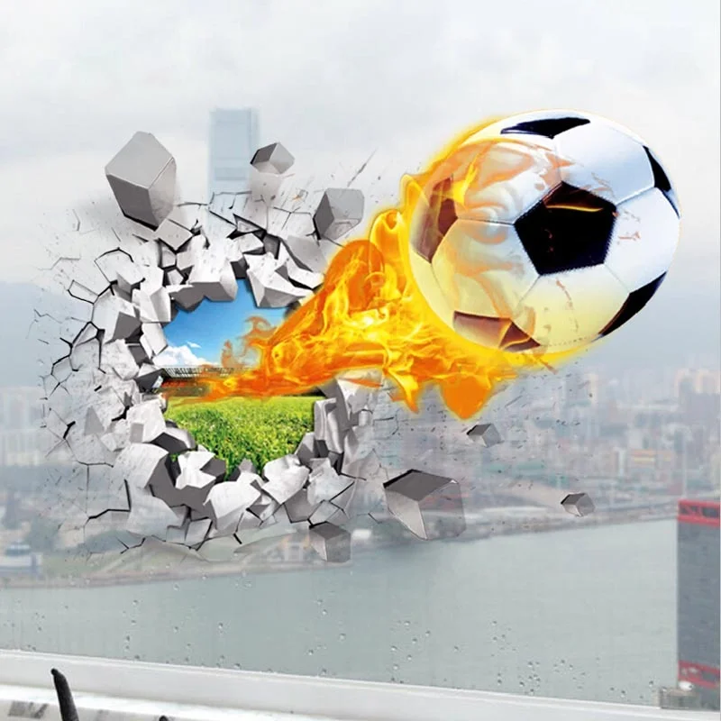 new factory wholesale flying football design kids removable wall sticker for home decor