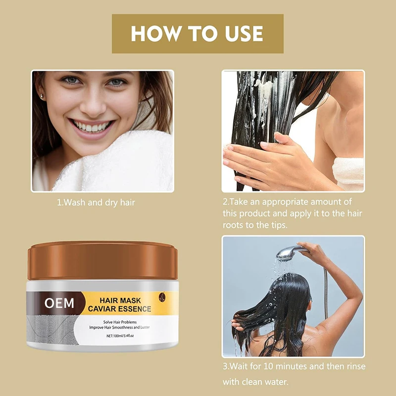 Wholesale All Natural Anti Breakage Loss Repair Scalp Damage Hair Mask Hydrating Caviar Collagen Hair Mask