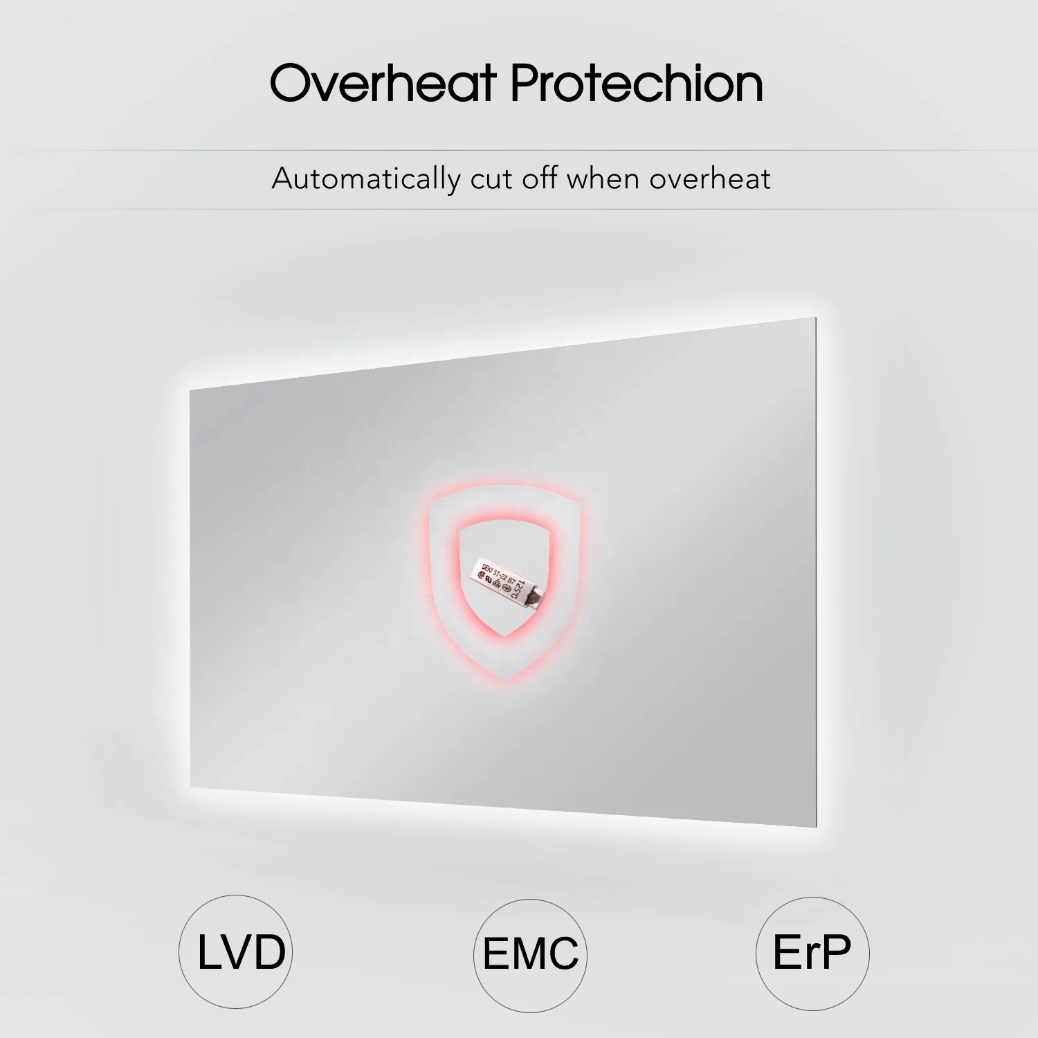 Modern design Bathroom Wall Mounted Smart Wi-Fi Led Mirror heater With Time Display