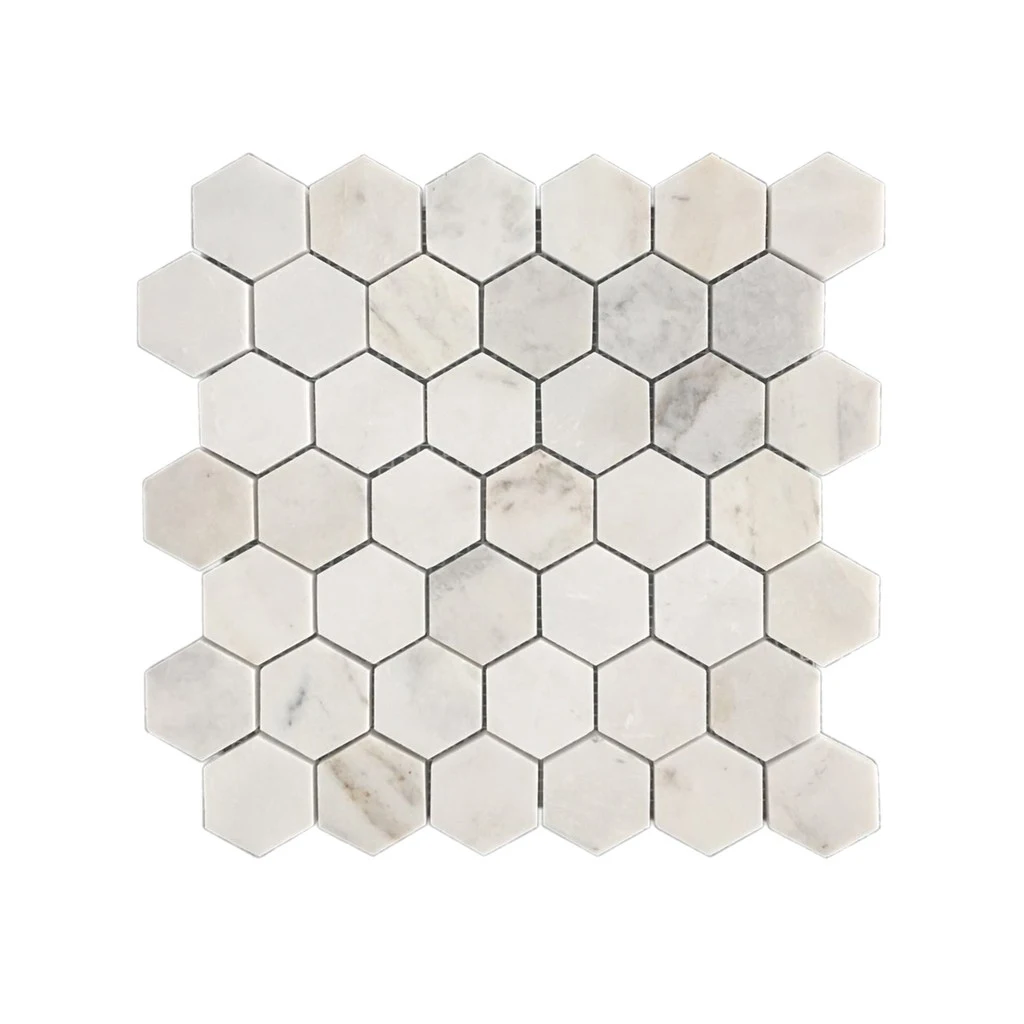 High Quality White Marble Stone Tile Bianco Oro Decorative As Floor Or Wall Heaxgon Mosaic Pattern
