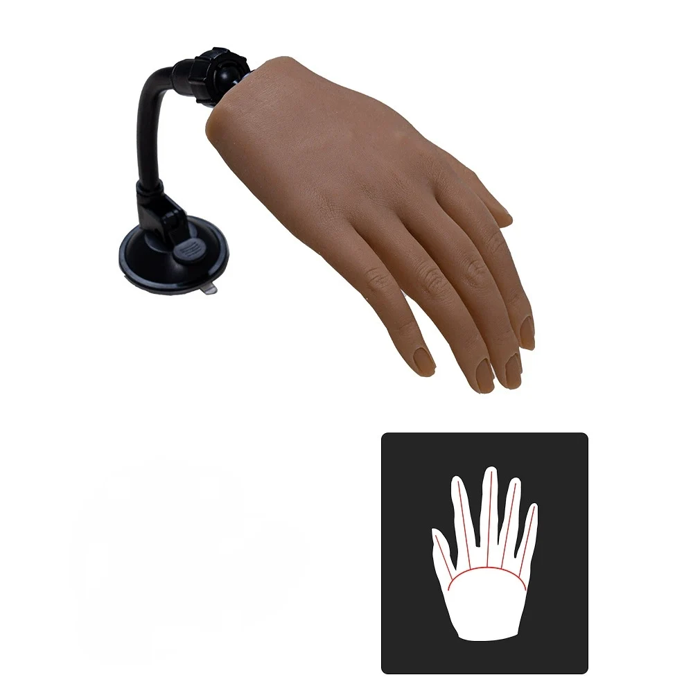 Articulated and bendable realist practice silicone prosthetic hand model  for nail art mannequin