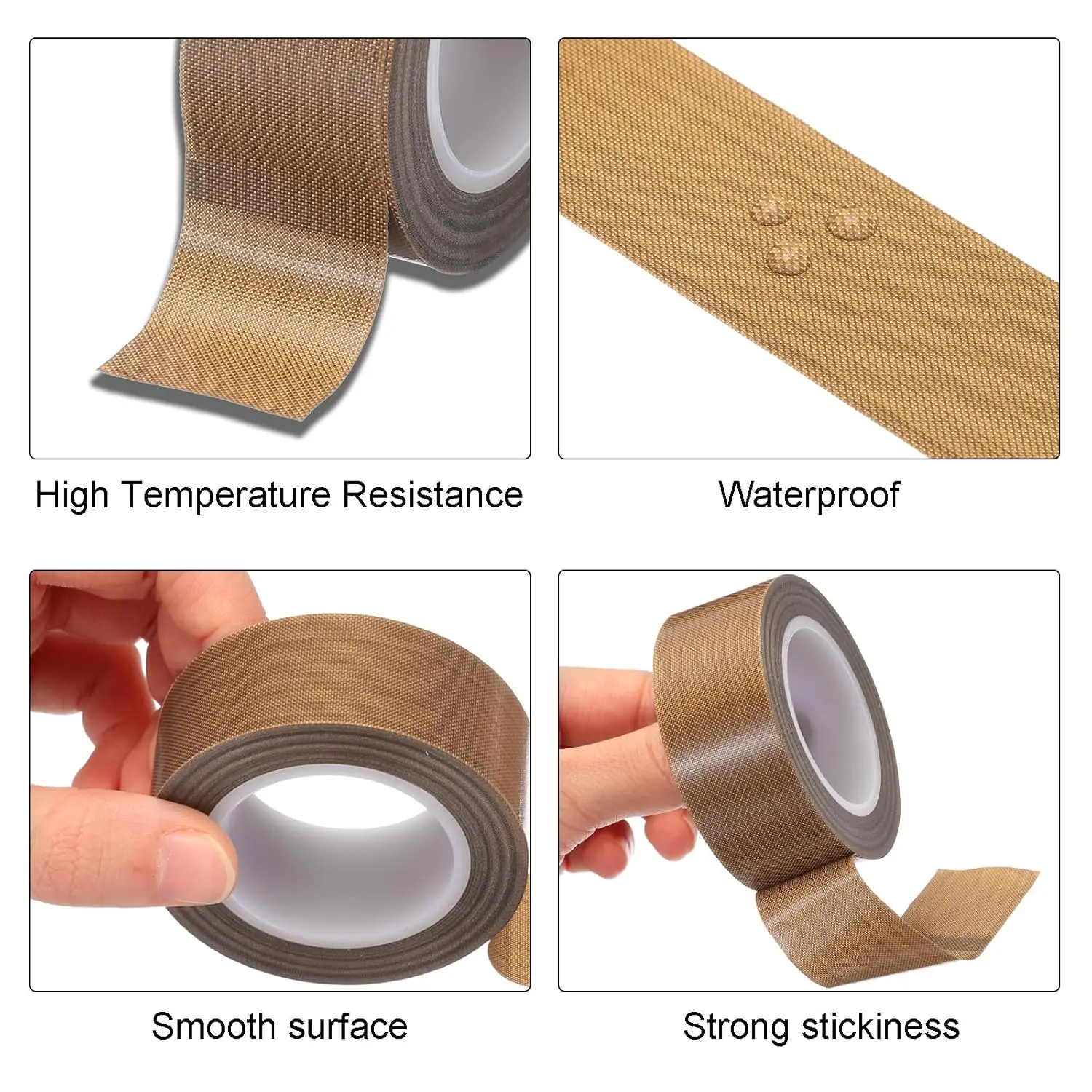 13mm/19mm/25mm/50mm Width PTFE Tape High Temperature Cloth Insulation Adhesive Roll Vacuum Sealing Machine Consumables