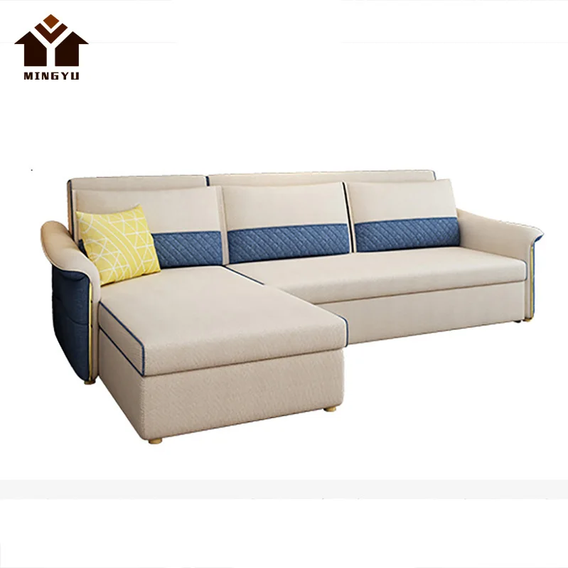 Nordic Style Multi-functional Portable Armrests Sofa Bed Relaxing Sleeper Sofas With 3 Seats Popular Dual-Purpose Divan For Home