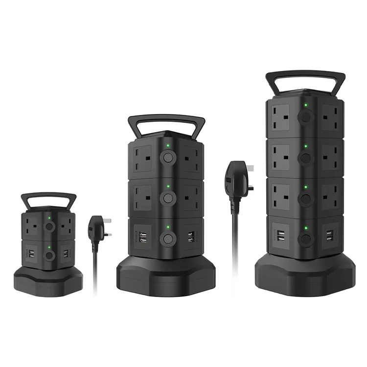 New design hidden power extension cord 18 electric socket outlet 4 usb power strip tower surge protector