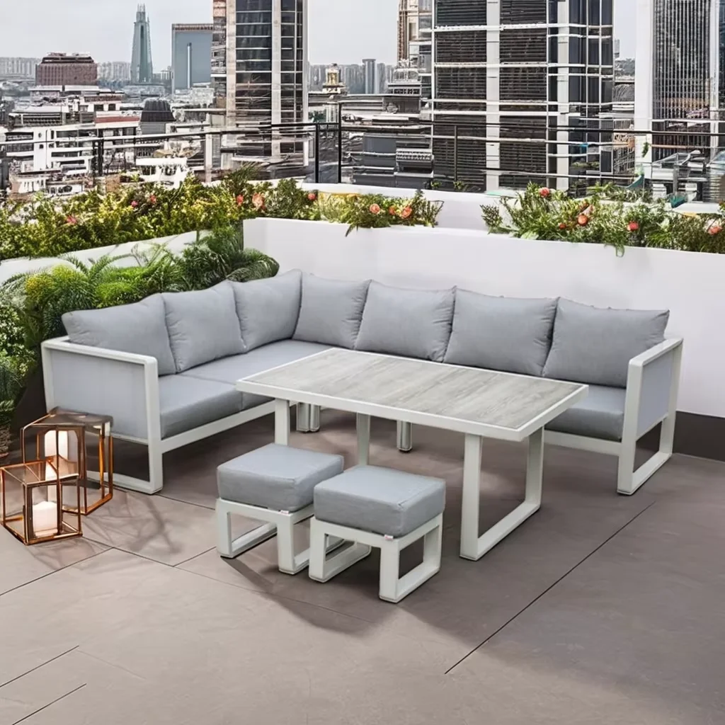 Современный садовый диван с подушкой новый дизайн уличная мебель для патио отель высокого класса из алюминиевой сетки Прочный Диван