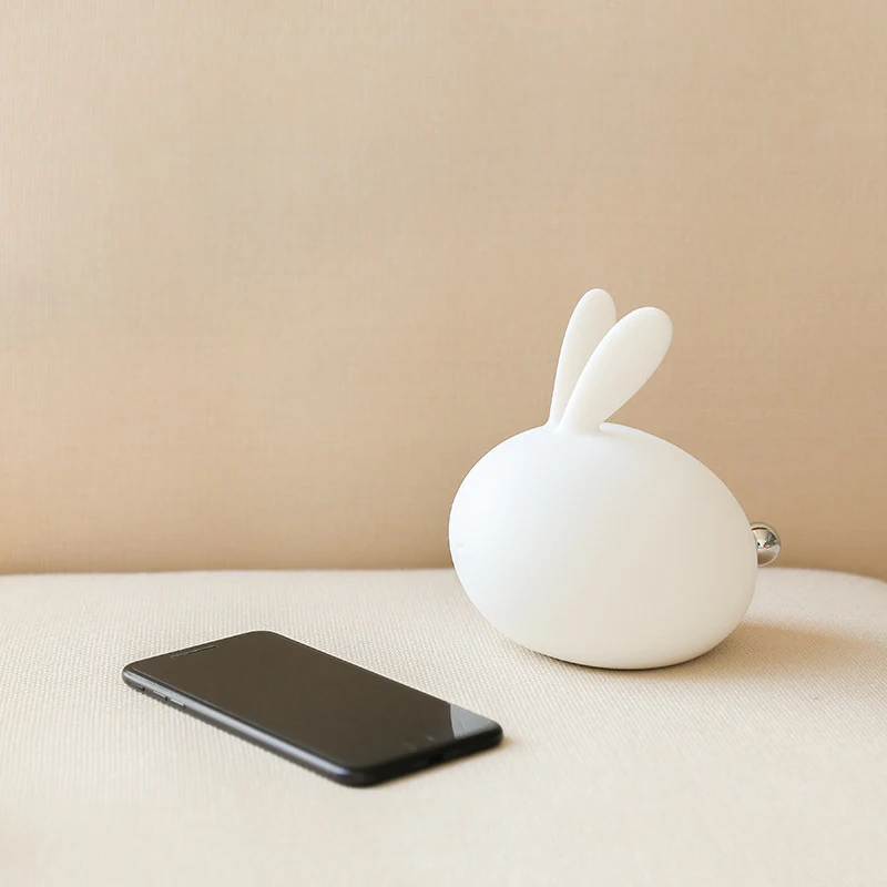 Soft Rabbit Cartoon USB Charging Multicolor Touch Sensor Baby Nursery Lamp Sleep Silicone LED Night Light