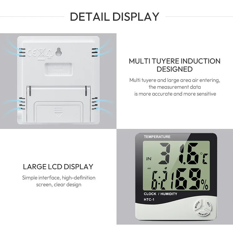 Hot Selling Large LCD Display Digital Household Thermometer for Indoor