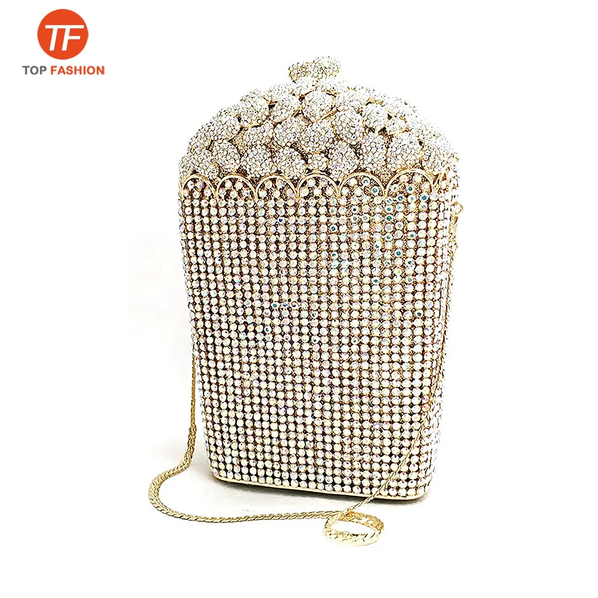 Factory wholesales Newest luxury women diamonds clutches American popcorn crystal purses Bridal wedding purse