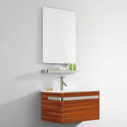Hot sale Small size space saving bathroom furniture with white ceramic wash basin & teeth brush holder