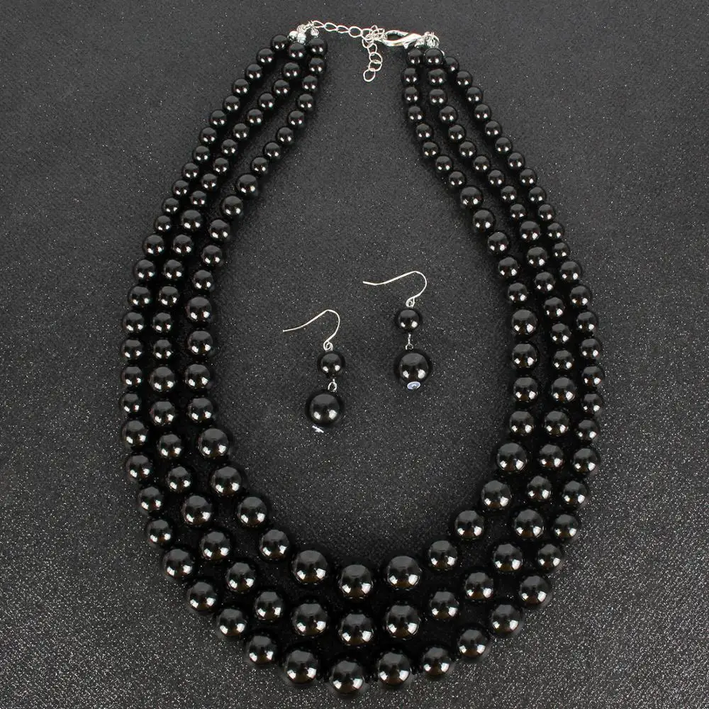 T6410 Wholesale Fashion pearls necklace and earrings set African style pearls jewelry set