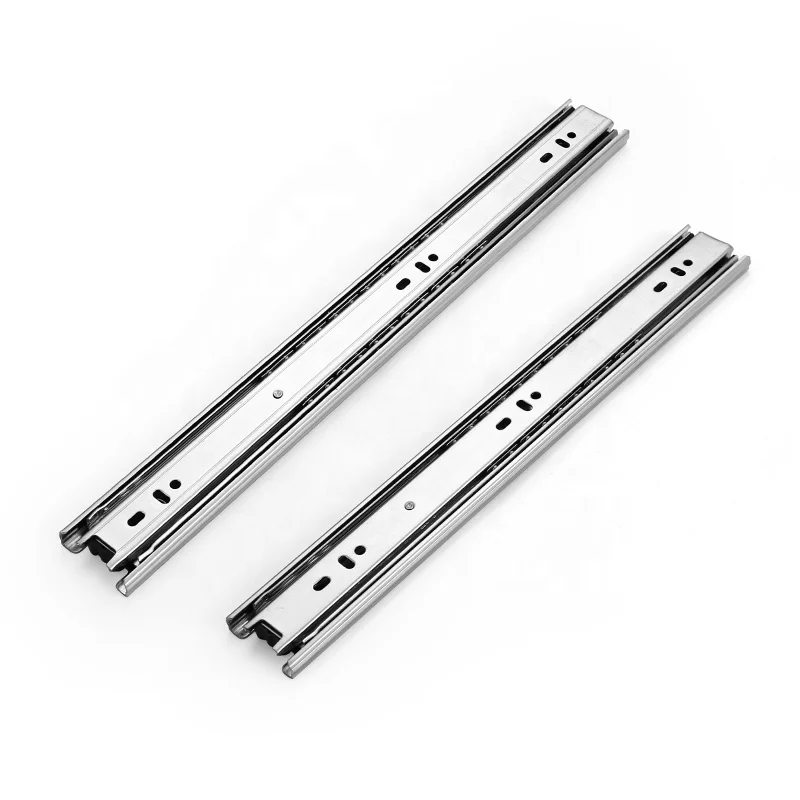 Jieyang Manufacturer 45mm Width 3-fold  Full Extension Ball Bearing Drawer Slide Rail Side Mount Zinc Drawer Telescopic Channels