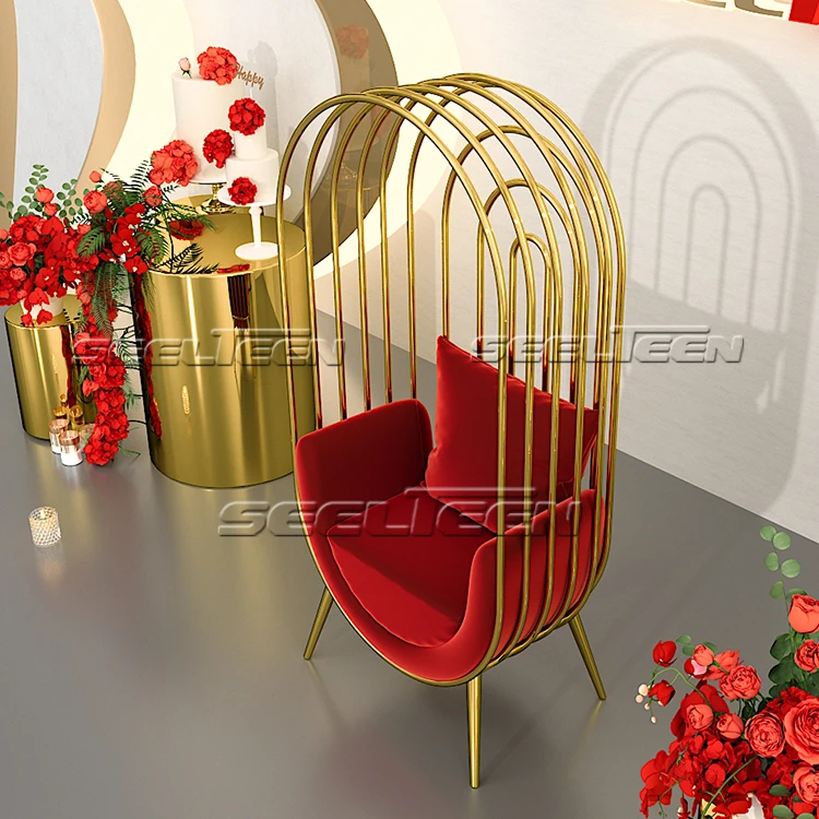 Bird Cage Shape Stainless Steel Couple Bride Groom Wedding Sofa Chair
