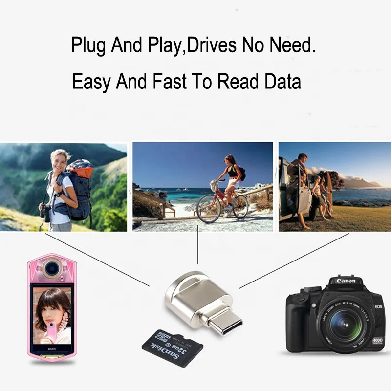 
portable Zinc alloy shell mini usb type c 3.0 OTG adapter micro USB SD/TF card reader for Macbook for mobile phone 