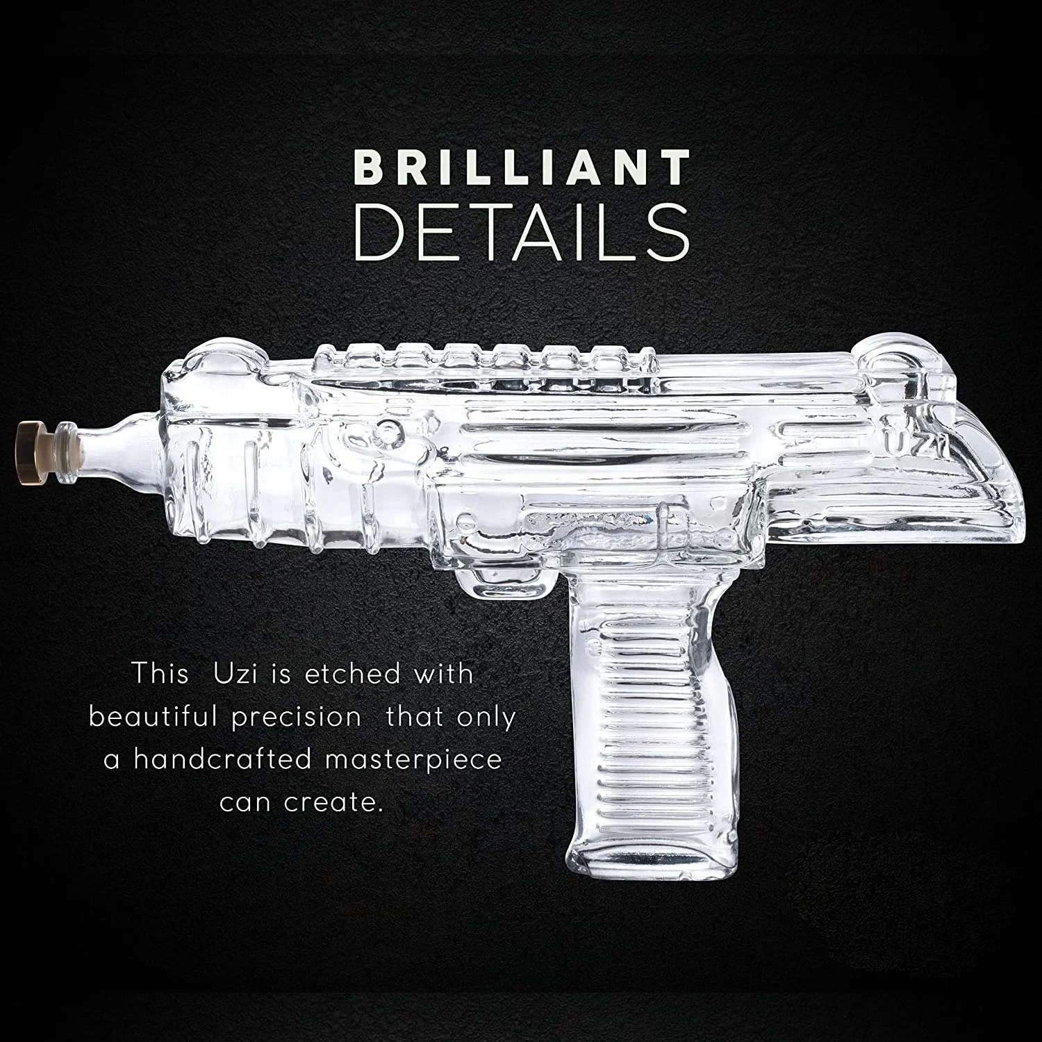 Top Seller Christmas Gifts Hot Sale New Arrival Ideas Glass UZI Gun Whiskey Decanter and 4 Liquor Glasses