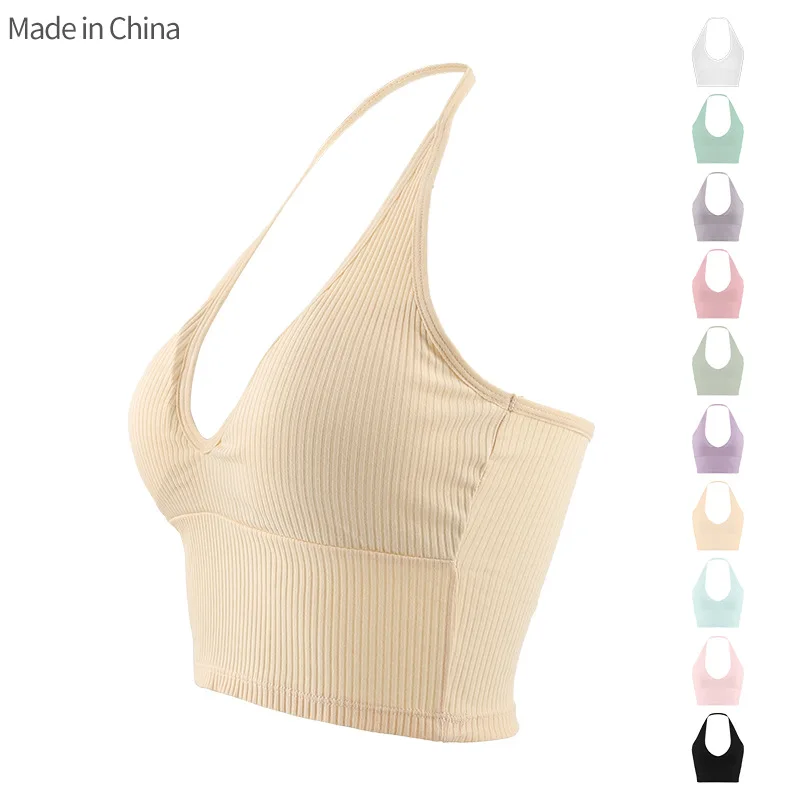 
Thread cotton beauty back wrapped bra hanging halter vest Wireless chest wrap Tube Top vest 
