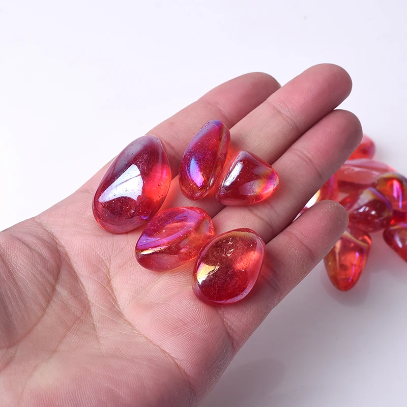 Wholesale Rainbow Red Aura Quartz Crystal Gravel Stones Crystal Tumbled Stones For Home Decor