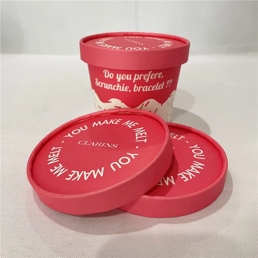 Wholesale custom cups recyclable Disposable ice cream with lid paper ice cream cup
