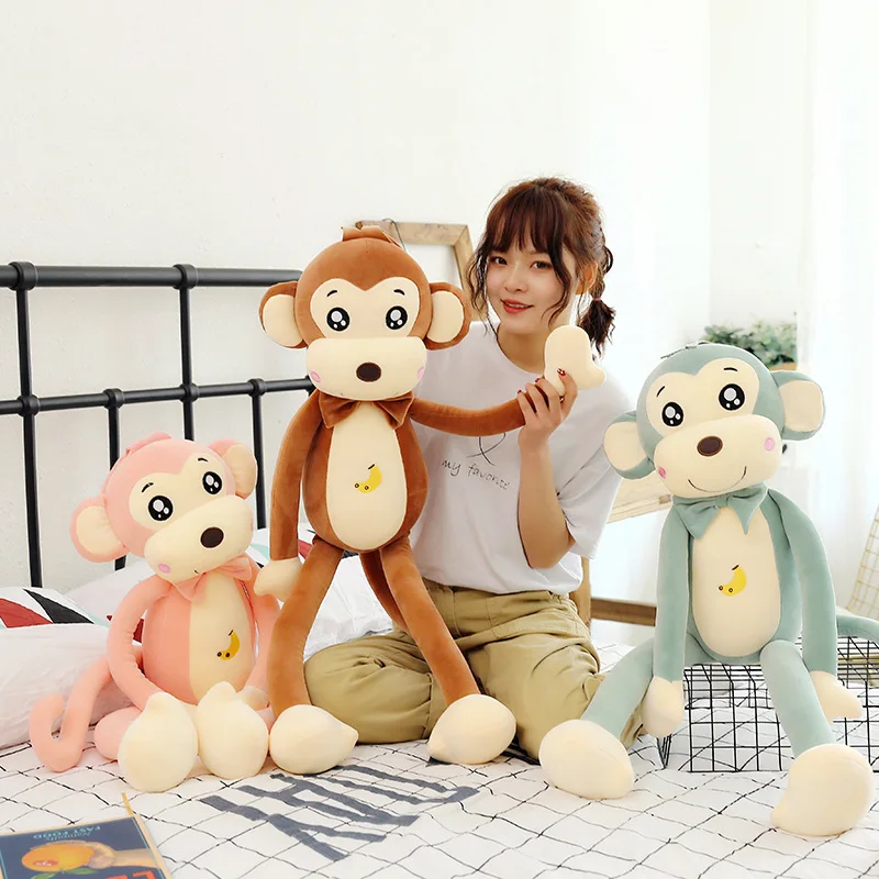 Customized Cute Monkey Stuffed Animal Large Pink Soft Monkey Plush Toy With Long Leg And Arms