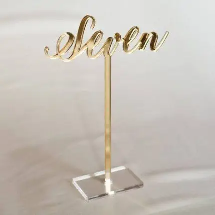 ESL Custom Acrylic Table Numbers Gold Table Numbers With UV Printing And Engraving Logo For Wedding