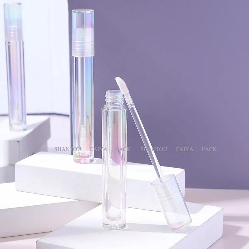 CAIYA wholesale OEM 3ml new unique round cylinder empty full transparent clear lip gloss tubes lip balm tint bottle packaging