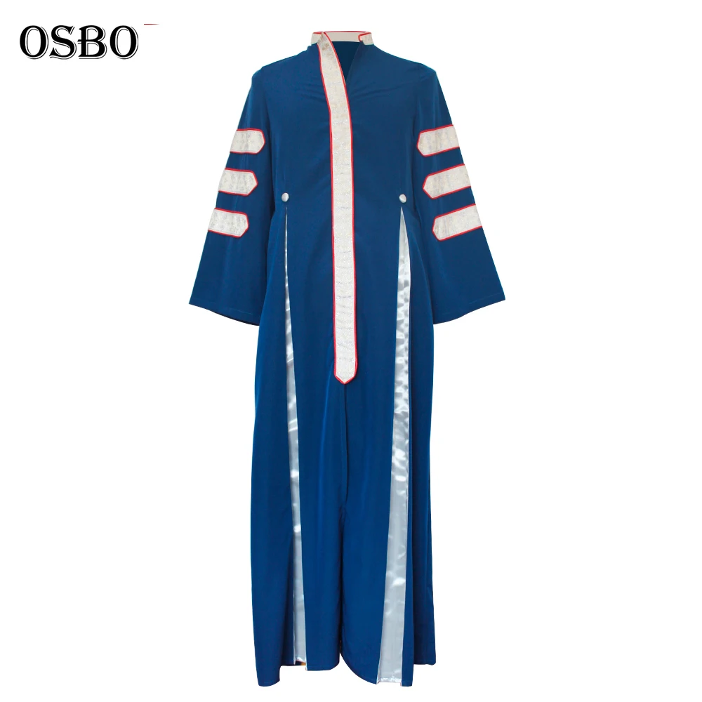 Custom Matt Church Robe Cassock, Satin Han-Made Pleats, Velvet Collar Sleeve Stole Details