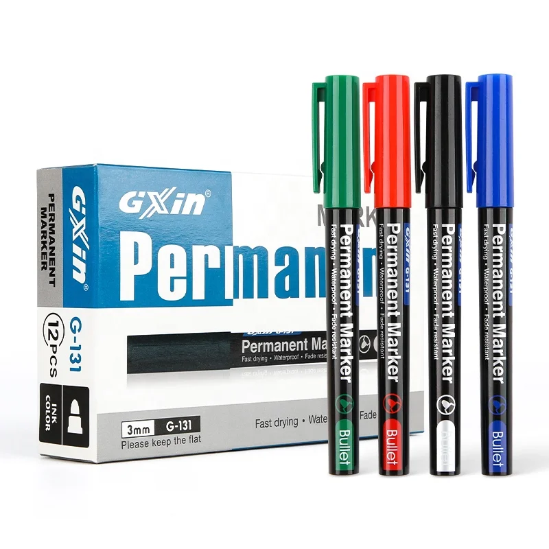 Gxin G-131 Заводская оптовая продажа тонкий наконечник водостойкая Перманентная маркерная ручка на масляной основе с зажимом