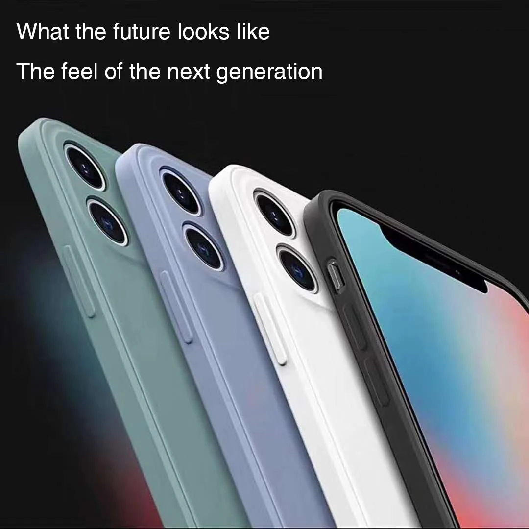 New design luxury Matte square phone case for 12 11 XR 11pro xs Soft silicone tpu customized mobile cover