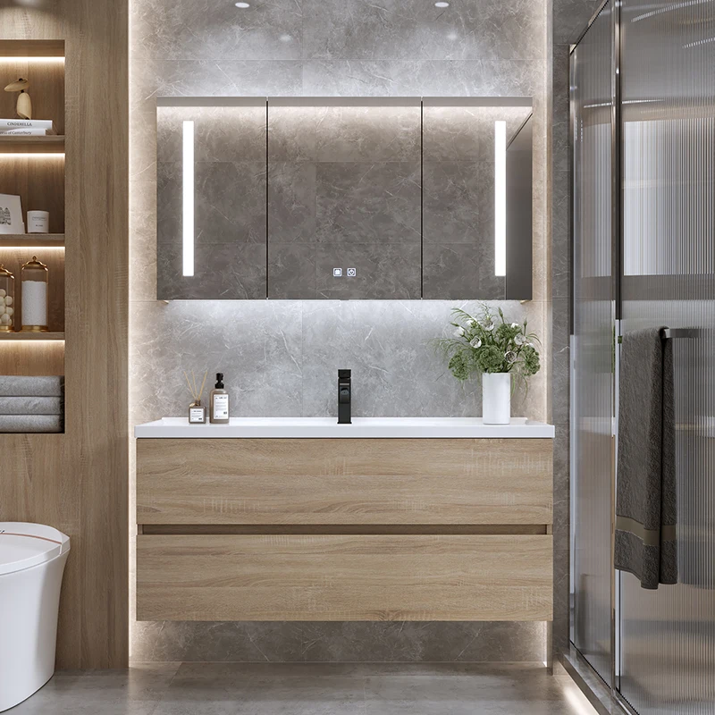 Waterproof Italy Design Vanity Mdf Floor Bathroom Cabinet With Mirror