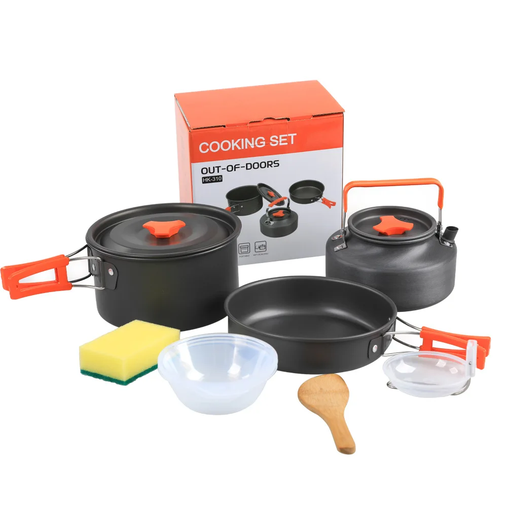 Portable Camping Tableware Cooking Set Outdoor Cookware Pan Pot Bowl Spoon Fork Utensils For Hiking Picnic Travel Wild Campismo