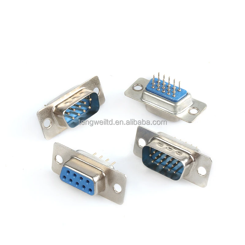 FEMALE SOLDER Connector D-Sub 15Pin 180C PCB Type Straight W/O SCREW DB15 DP15